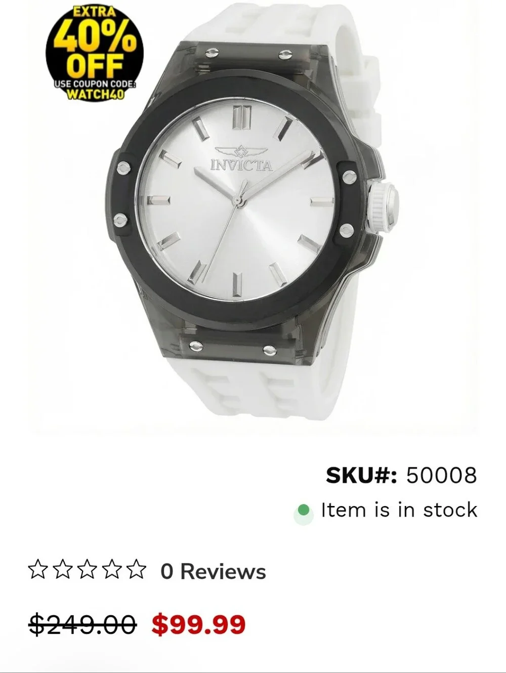 246.  Invicta Sea Base Siphon Men's Watch - 45mm. White (50008)